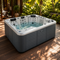 Bain à remous extérieur Sunrans avec 83 jets de massage et cascade parapluie pour baignoire et spa de piscine, utilisation extérieure