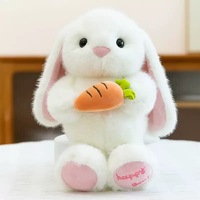 Nouvelle Peluche Super Douce Lapin Carotte Joyeux, Dessin Animé Réaliste, en Coton PP, Anti-Stress, Brodé, Verni UV, pour Pâques