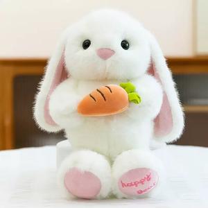 Новинка, супер мягкая плюшевая игрушка «Счастливый морковный кролик», мультяшная Реалистичная кукла-кролик из хлопка для снятия стресса на Пасхальную - Product Image 4