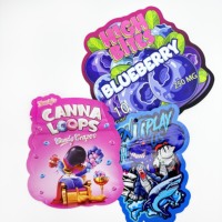 Sacs en plastique Mylar refermables imprimés sur mesure, sacs découpés mat 3g, 7g, 14g, 28g pour sachets de snacks exotiques