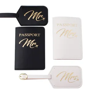 新款超薄护照夹和行李标签旅行礼品套装定制射频识别聚氨酯皮革护照夹封面