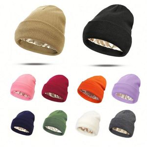 Unisex Silk Slouchy Satin Lined Beanie Warm Knit Winter <b>Hat</b> Gifts - Product Image 1