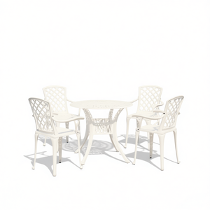 Set Bistrot in Alluminio Pressofuso 5 Pezzi Bianco, Arredamento da Giardino Resistente alle Intemperie, Design Contemporaneo - Product Image 1