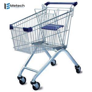 Chariots de courses de supermarché en gros d'usine, chariots à main à 4 roues en acier métallique pour les courses au supermarché - Product Image 3