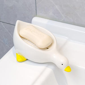 <span class=keywords><strong>Porte</strong></span>-<span class=keywords><strong>savon</strong></span> auto-drainant en céramique en forme de canard mignon plateau pour salle de bain <span class=keywords><strong>douche</strong></span> évier de cuisine et chambre fournitures de bain et de toilette - Product Image 1
