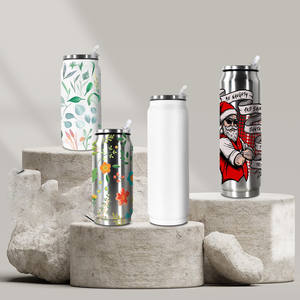 Vasos de sublimación en blanco, latas de 12/20 oz, vasos de acero inoxidable de doble pared con aislamiento al vacío para refrescos, vasos para coche con tapa y pajita. - Product Image 4