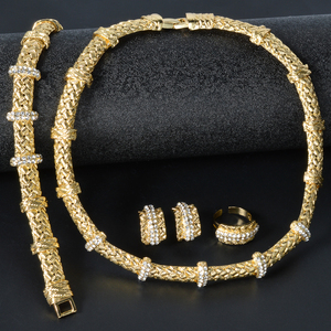 Модных женских украшений Саудовская 18K позолоченные оптовая торговля Дешевые Свадебные африканские бусины комплект ювелирных изделий - Product Image 3