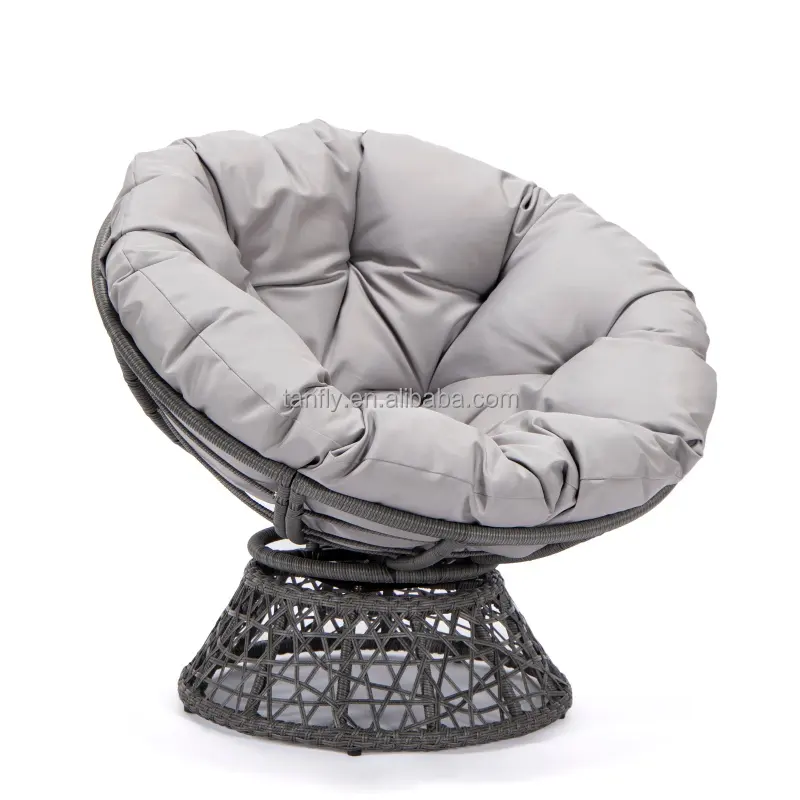 Hochwertiger drehbarer Papasan Stuhl Grad Rattan Wicker Papasan Stuhl mit Kissen für Patio Garden