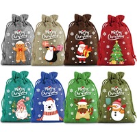 Noël Jute Cordon Sacs En Vrac Couleurs Personnalisées Motifs Père Noël Flocon De Neige Conception Party Favors Pochette Cadeau Personnalisable