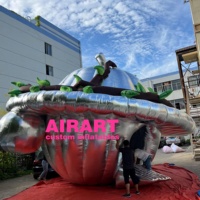 Nouvelle tente gonflable en forme d'OVNI de science-fiction d'usine, maison gonflable en argent pour festival de film, décoration d'événement publicitaire extérieur