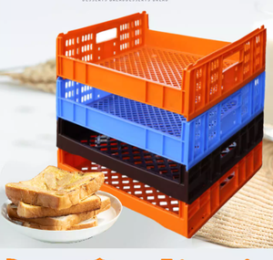 Đa dạng phong cách và thông số kỹ thuật HDPE nhựa bánh mì giá có thể gập lại lưới bánh mì hộp đóng mở thùng gỗ để lưu trữ - Product Image 5