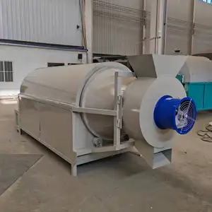 Secador rotativo de milho para grãos em aço inoxidável, linha de produção comercial de secador de tambor de serragem e lenha, aquecimento elétrico