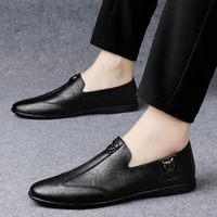 Mocassins d'automne pour hommes en cuir de vache véritable, à enfiler, avec semelles souples, respirants, chauds et amortissants, chaussures décontractées