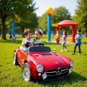 Vehículo Eléctrico para Niños, Modelo <span class=keywords><strong>Mercedes</strong></span> Clásico Rojo Burdeos, con Control Remoto, Cuatro Ruedas, Potente, con Música y Luces, Ligero - Product Image 1