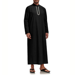 Thobe décontracté pour homme, élégant et confortable, 100 % polyester, haute qualité, infroissable, séchage rapide, couleur foncée - Product Image 3