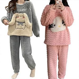 <span class=keywords><strong>Pigiama</strong></span> in pile di corallo all'ingrosso a basso prezzo; Pantaloni in pile di corallo a maniche lunghe da <span class=keywords><strong>donna</strong></span> autunno e inverno vestiti per la casa in due pezzi - Product Image 1