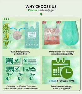 Écologique à base de plantes matériau pla pbat t-shirt <span class=keywords><strong>bio</strong></span> dégradable compostable shopping bolsas biodégradable épicerie sac en plastique - Product Image 5