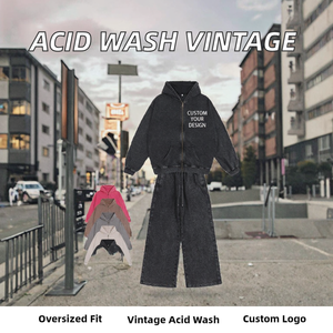 Sudaderas con Capucha y Cremallera de Alta Calidad con Lavado Ácido, Logotipo Personalizado, Impresión Serigráfica, Estilo Vintage, Oversize, Ecológicas para Hombre y Mujer - Product Image 2