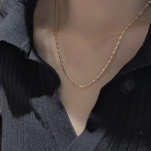 Collier à motif S999 de style vintage, design tendance, en argent pur plaqué or, pour superposer et porter - Product Image 2