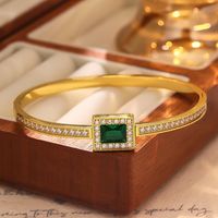 Mlluki Fashion Bracelets et Joncs en Acier Inoxydable Plaqué Or 18K avec Breloques Diamant et Bijoux en Zircon pour Femme