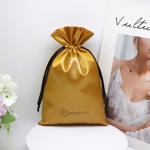 Manufacturer Custom Logo Satin Drawstring Bags Gold Wig Underwear Wig <strong>Packaging</strong> Pouches <strong>Textile</strong> <strong>Packaging</strong> - Product Image 1