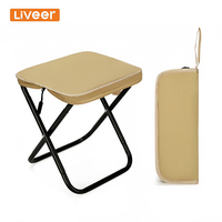 Tabouret pliant portable Liveer Factory en tissu Oxford avec cadre en acier, fermeture éclair étanche, pour jardin, extérieur, plage, randonnée