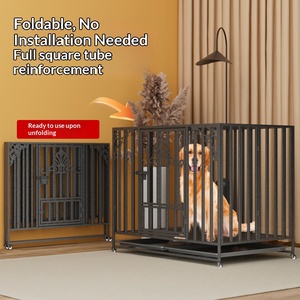 Cage pliable robuste anti-morsure de 95 cm pour chien, tube carré épaissi, avec bac à déjections séparé, pour Corgi et <span class=keywords><strong>Golden</strong></span> <span class=keywords><strong>Retriever</strong></span> domestiques - Product Image 3