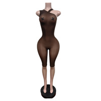 Nouvelle combinaison streetwear brillante à épaules dénudées 88708 - En stock - Yoga Sport - Tissu en dentelle ajusté mi-mollet