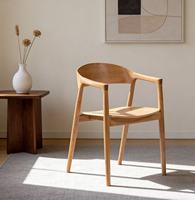 Chaise de salle à manger au design moderne, fabriquée en bois de chêne durable, chaise à accoudoirs pour salle à manger, chaise de cuisine en bois naturel pour la décoration intérieure