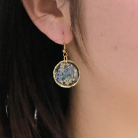 Boucles d'oreilles pendantes tendance en acier inoxydable pour femmes, forme ronde, fleurs séchées, bijoux de mode pour mariages, usage quotidien, cadeau