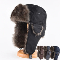 Chapeau d'hiver pour homme, style aviateur, avec cache-oreilles, chaud, imperméable, pour le ski, casquette bomber russe, protège-oreilles chauds russes
