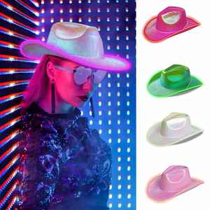 Sombrero de Vaquero LED de Moda con Luces Intermitentes, Antideslizante, Multicolor, de Plástico y Malla, para Adultos, para Fiestas de Año Nuevo y Navidad - Product Image 6