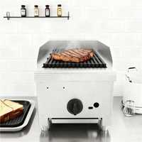 Gril à gaz commercial de 12 pouces avec pierres de lave, en acier inoxydable, pour comptoir, avec grilles durables en fonte, pour restaurant et barbecue