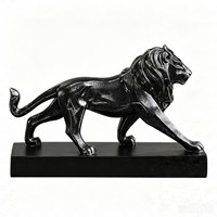 Statues de lion en résine noire en gros, pièces d'art décoratives pour la maison et les bureaux