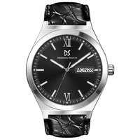 Montre à quartz minimaliste pour homme, bracelet en cuir, fenêtre de date, montre de ville élégante