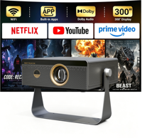 Projecteur intelligent Full HD 1080P 700 ANSI Lumens Android 14 LCD LED pour Home Cinéma et Projection Extérieure avec moteur optique entièrement étanche
