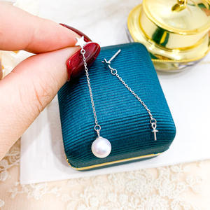 Aretes de Plata S925 con Soporte para Perlas DIY, Joyería con Forma de Estrella, para Perlas de 7-10mm, Aretes Colgantes de Moda 2023 - Product Image 3