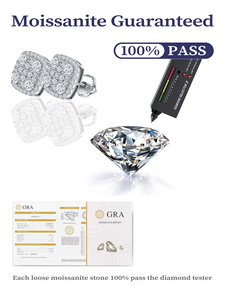 Lüks rodyum kaplama ince laboratuvar yetiştirilen elmas küpe VVS Moissanite özel kadınlar S925 gümüş saplama küpe - Product Image 6