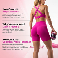 Poudre de créatine sans saveur pour femmes, mélange 4-en-1 de collagène musculaire avec BCAA et L-glutamine, mélange pour boisson fitness, vente en gros