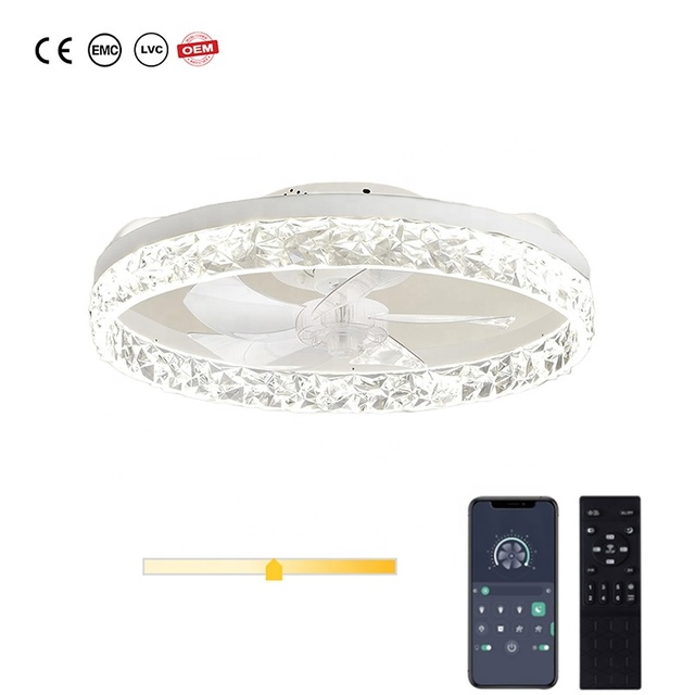 Modern Smart LED Ceiling Fan with DC Motor 6-Speed Dimmable Light and Remote Reversible Blades Energy Saving for Hall Kitchen