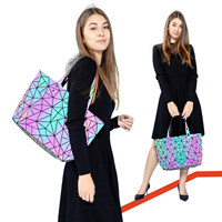 LOVEVOOK Ensemble de sacs à main de luxe de créateur, sacs à main géométriques lumineux réfléchissants, sacs à main et portefeuilles géométriques pour femmes