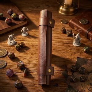 Quick Shipping Pu Leather Modern Embossed Roll-Up DND <b>Dice</b> Storage <b>Bag</b> Portable Game <b>Bag</b> Zipper Backgammon Board Game - Product Image 4