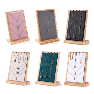 Cajas de Joyería de Terciopelo Rosa, Cuero Blanco y Negro, con Base de Bambú, Personalizables con Logotipo, Elegantes Exhibidores para Minoristas - Product Image 6