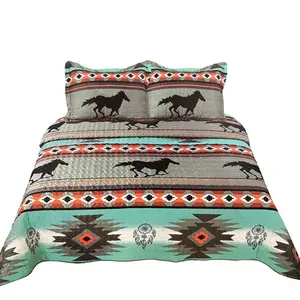 Western Design Bedding Horse Native Tribal Aztec Dream Catcher Print Quilt Bedspread