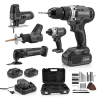 Kit combiné d'outils électriques sans fil 5 pièces 5 en 1 : Meuleuse d'angle, Marteau perforateur, Clé à chocs, Perceuse, Scie circulaire