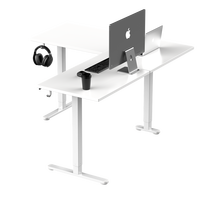 Bureau d'angle électrique moderne en métal en forme de L, réglable en hauteur, pour poste de travail à domicile ou au bureau