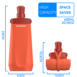 ขวดน้ำซิลิโคนบีบได้ ฝาปิดสองแบบ ป้องกันการรั่วซึม ปลอดสาร BPA เหมาะสำหรับเด็กเล่นกีฬากลางแจ้ง พับเก็บได้ - Product Image 3