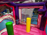 Château gonflable licorne arc-en-ciel pour adultes et enfants, rose, avec zone de saut