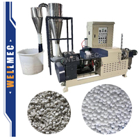 Granulateur de recyclage haute efficacité WELLMEC pour films HDPE/LDPE/LLDPE/PP et bulles d'air, avec moteur de refroidissement par air