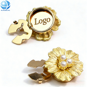 Elegantes Cubrebotones con Forma de Flor y Perla Artificial, Decoración con Cristales para Camisas de Mujer, Tipo Clip - Product Image 6